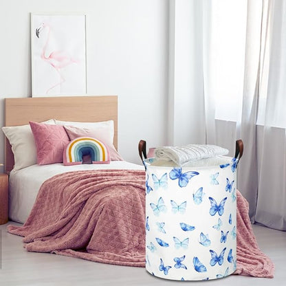 NTAOHAMPER Kids Laundry Hamper, Waterproof Storage Bin, Baby Nursery Hamper, Clothes Organizer, Toys Bin, Room Decor(Blue Butterfly)