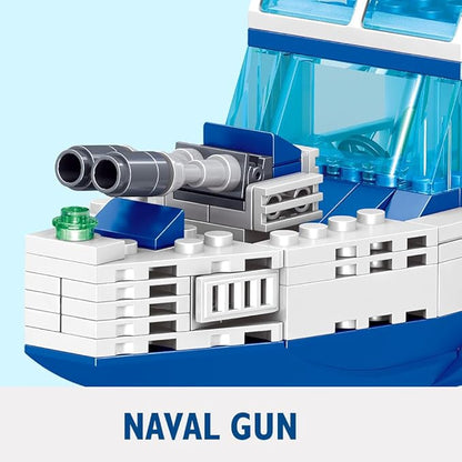 Police Station Building Blocks Set, 800pcs Building Toy with Ship,Boat & Helicopter for Boys 6+,Compatible with Lego