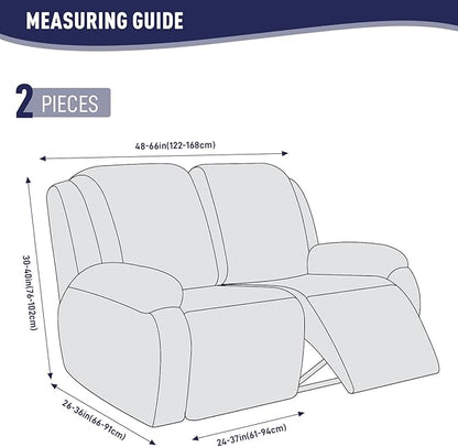 KinCam Recliner Covers, Stretch Reclining Chair Covers, Recliner Sofa Slipcovers Stripe Jacquard Recliner Couch Covers Furniture Protector Covers for Pet Kid (2 Seater, Dark Blue)