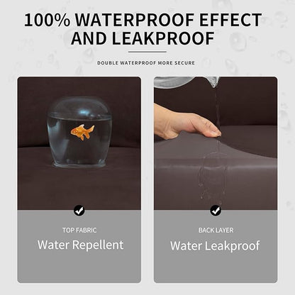 Easy-Going 100% Dual Waterproof Oversized Loveseat Cover Stretch Soft Couch Cover for Dogs, Sofa Slipcover for 2 Separate Cushion Couch Leakproof Furniture Protector for Kids, Pets Chocolate