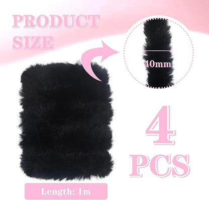 TOAOB 4pcs Thick Pipe Cleaners Black Large Chenille Stems for Crafts Long 39 Inch Fuzzy Sticks Craft Supplies for DIY Art Craft Projects Home Decorations