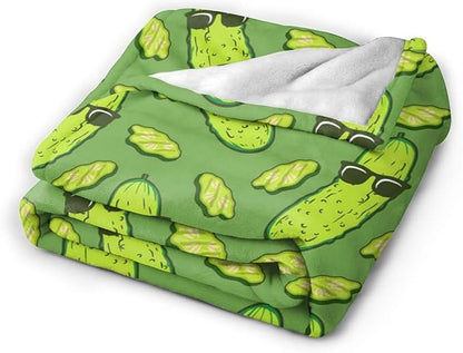 Pickle Blanket for Boys Girls, Cute Pickle Themed Design Printed Throw Blankets for Kids Lap, Chair, Warm Soft Cozy Blanket, 30"x 40"