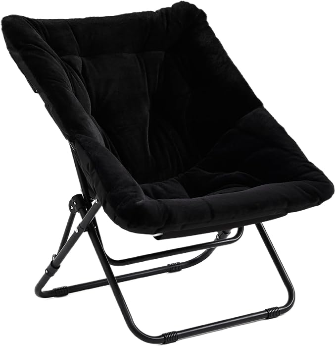 Comfy Saucer Chair, Soft Faux Fur Oversized Folding Chair, Flexible Lounge Lazy Chair for Kids Girls Teens Adults, Moon Chair for Dorm Rooms, Bedroom, Living Room