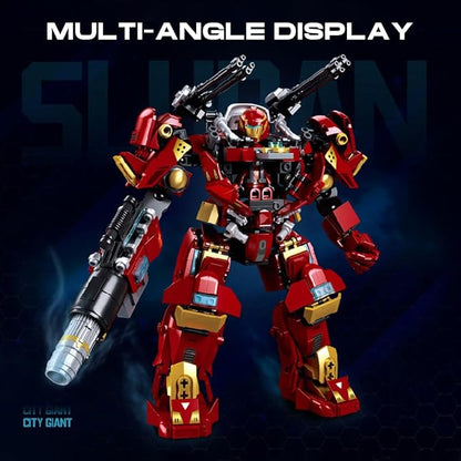 DAHONPA Red Warrior Transforming Mech Building Blocks Set, Assembly Mecha Robot Model Kit (588+ pcs) City MechWarrior Toy Christmas Birthday Gifts for Adults and Kids