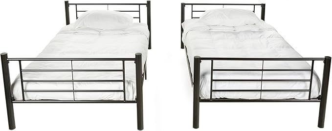 Walker Edison Elodie Urban Industrial Twin over Twin Metal Bunk Bed, Twin over Twin, Black