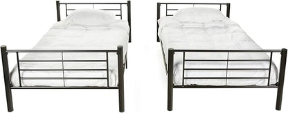 Walker Edison Elodie Urban Industrial Twin over Twin Metal Bunk Bed, Twin over Twin, Black