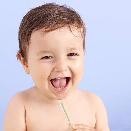 Rain Organic Bamboo Baby Kids Toothbrush - 100% Safe Infant Toddler Toothbrush 6 to 12 Months and Up, Natural BPA-Free Biodegradable Wood Toothbrush Extra Soft Bristles Children's Dental Care (3 Pack)