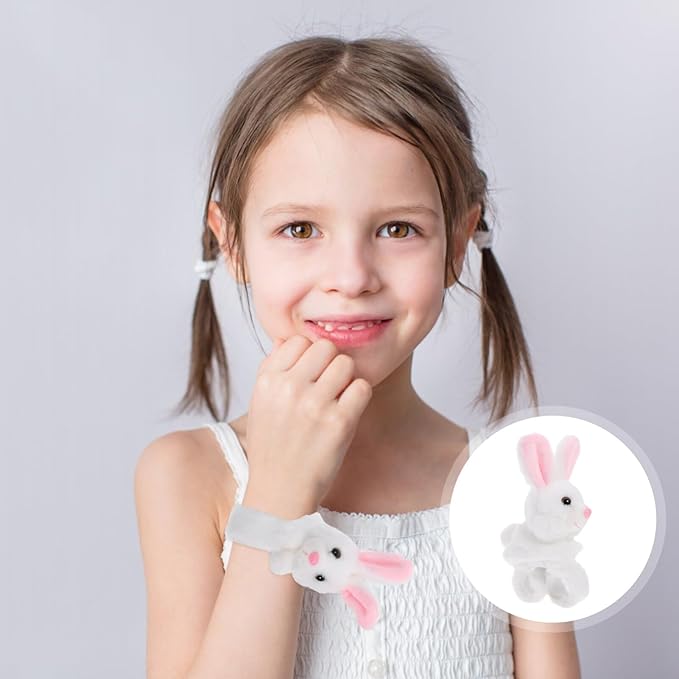 Animals Slap Bracelet Rabbit Slap Bracelet Plush Stuffed Animal Hugger Snap Wristband Plush Rabbit Toy for Kids Party Favors