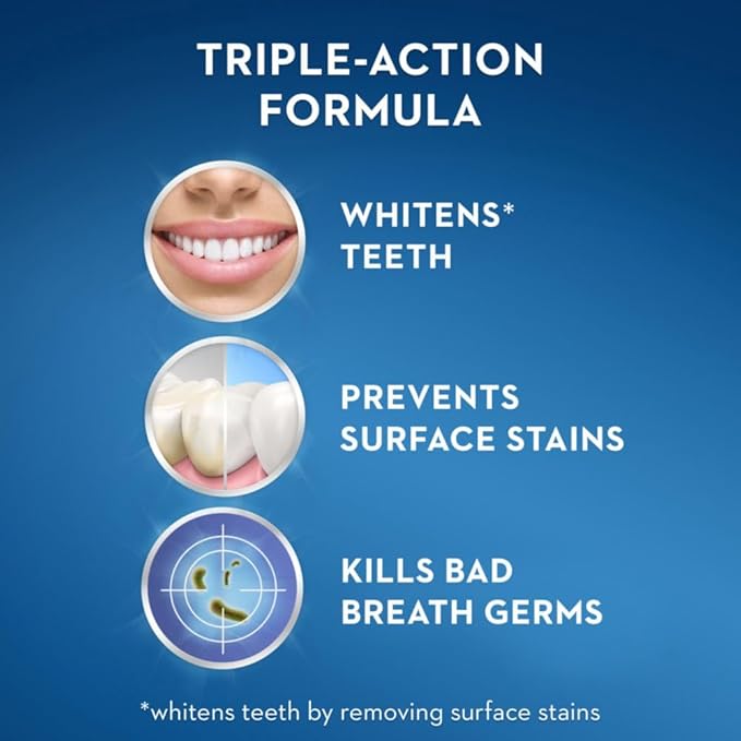 Crest 3D White Glamorous White Alcohol Free Multi-Care Whitening Mouthwash, Hydrogen Peroxide Mouthwash, Arctic Mint, 16 fl oz (473 mL) - Pack of 4, Crest Mouthwash