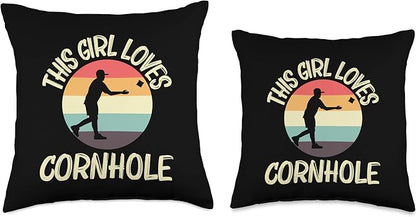 Cornhole Gift Cornhole Player Accessories & Stuff Funny Cornhole Designs for Girls Kids Bean Bag Toss Players Throw Pillow, 16x16, Multicolor