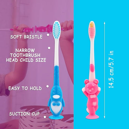 50 pcs Toddler Toothbrush Kids Manual Toothbrush Individually Wrapped Toothbrushes,Kids Toothbrush for Age 2+ Children Toothbrush Set Soft Bristles Boys Girls Toothbrush with Suction Cup