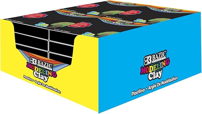 BAZIC Modeling Clay Black Color 1 LB, Light Dough Art Craft, Non Toxic Gift for Artist Kids Toddler Boys Girls, Bulk for Classroom, 24-Pack