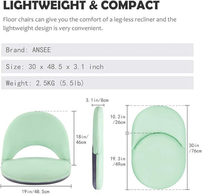 Floor Chair Floor Cushion Folding Padded Gaming Chair Adjustable 5-Position Floor Seat with Back Support for Kids Adult Great for Gaming Reading Meditating