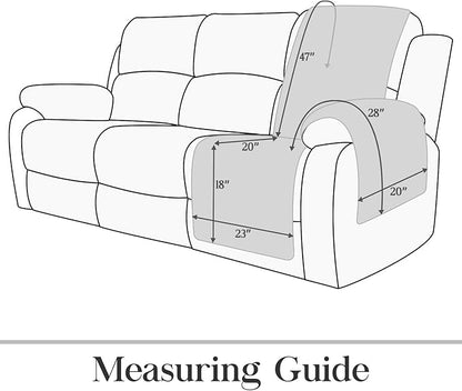 TOMORO Non-Slip Recliner Sofa Cover - 100% Waterproof Recliner Chair Slipcover Furniture Protector, Washable Couch Cover with Elastic Straps for Dog and Kids, Gray, 23 Inch Right