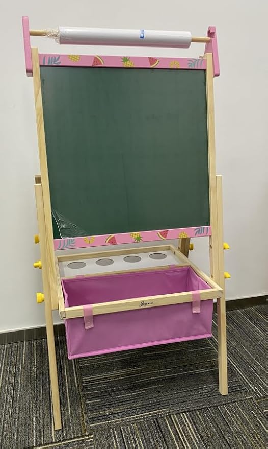 Joyooss Art Easel for Kids Easel for Toddlers, Adjustable Standing Wooden Toddler Easels Kids Board Whiteboard & Chalk Board Kids Dry Erase Board, Art Easel for Kids Easel for Kids
