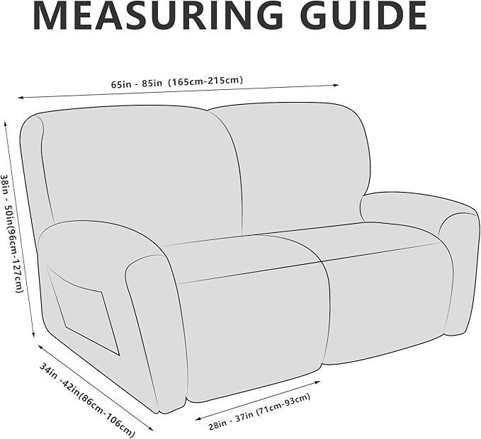 Loveseat Recliner Slipcover Large Size Oversized - 6 Pieces Stretch Leather Like Recliner Sofa Cover for 2 Seat Dual Reclining Loveseat Couch Furniture Protector (Chocolate)