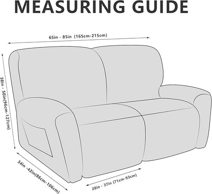 Loveseat Recliner Slipcover Large Size Oversized - 6 Pieces Stretch Leather Like Recliner Sofa Cover for 2 Seat Dual Reclining Loveseat Couch Furniture Protector (Chocolate)