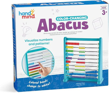 hand2mind Color Changing Plastic 100 Bead Abacus, Abacus for Kids Math, Math Manipulatives Kindergarten, Counting Rack for Kids, Counters for Kids Math, Educational Toys for Elementary Kids (Set of 1)