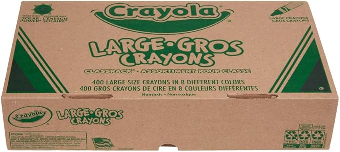 Crayola Crayon Classpack - 400ct (8 Colors), Large Crayons for Kids, Bulk School Supplies, Teacher Classroom Must Have, 3+