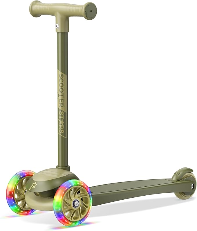 3 Wheel Scooter for Kids, Smooth Light Up LED Front Wheels, Wide Anti Slip Deck, Rear Foot Brake, Easy Lean to Steer Maneuvering, Indoor & Outdoor Ride On Toys for Ages 2 Up,