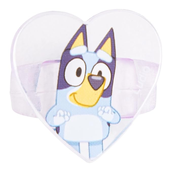 Luv Her Bluey Girls BFF 6 Piece Toy Jewelry Box Set with 2 Rings, 2 Bead Bracelets and Snap Hair Clips Ages 3+