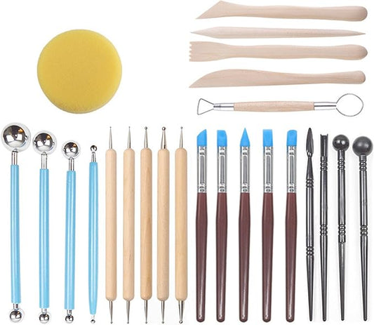 DIY Polymer Clay Tools 24pcs Tool Beginner's Clay Sculpting Set, Clay, Wood Carving, Ceramic Art Project Accessory for School, Classrooms, Kids/Adults, Birthday Gift, Craft Activity