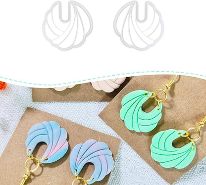 Xaekicr Polymer Clay Cutters – 2PCS Shell Swirl & Abstract Arch Clay Cutters for Polymer Clay Jewelry, Clay Tools and Earring Cutters for DIY Crafts and Earring Kit
