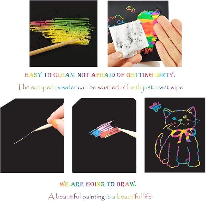 I&Art Scratch Art Books for Kids Scratch Art Paper Rainbow Scratch Art for Best Gifts