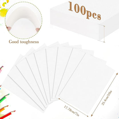 100PCS 7x10 Watercolor Paper Bulk, 140lb/300g Cold Press Thick Water Color Paper Pad for Child Adult, White Art Paper for Drawing Painting Markers Gouache, Textured Cotton Paper Sheets