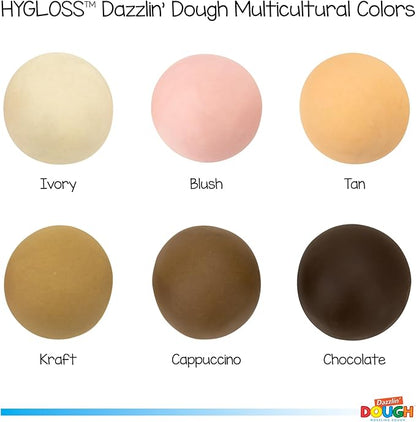 Hygloss Soft Modeling Play Dough - 6 Assorted Color Playdough - Multicultural Skin Tones - 5 lb. Each - Reusable Container, Ideal for Art Projects & Classroom Activities