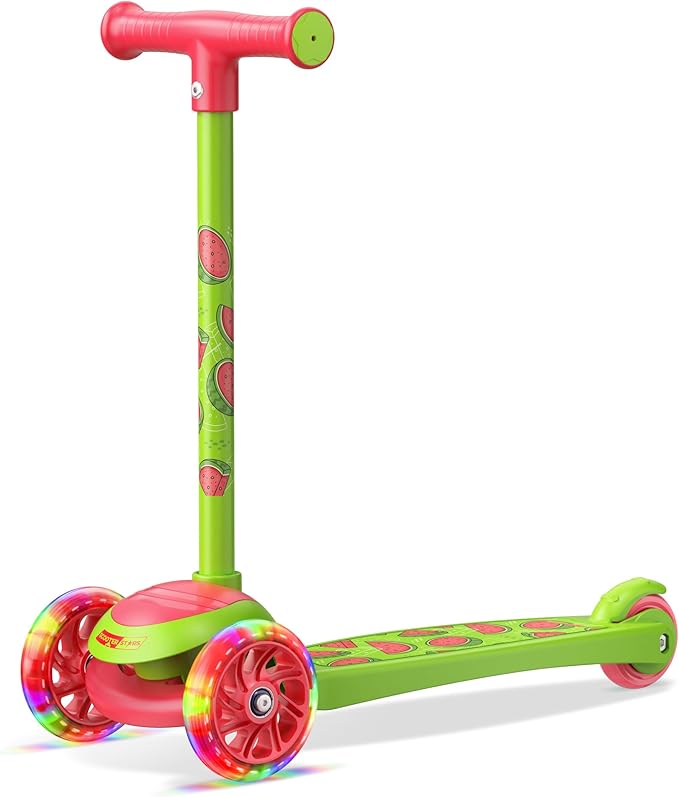 3 Wheel Scooter for Kids, Smooth Light Up LED Front Wheels, Wide Anti Slip Deck, Rear Foot Brake, Easy Lean to Steer Maneuvering, Indoor & Outdoor Ride On Toys for Ages 2 Up,