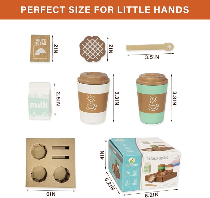 Pretend Play Coffee Cup Toys,Wooden Play Kitchen Accessories,Fake Food Play for Kids Kitchen,Educational Toy for Toddler Children Birthday Gift