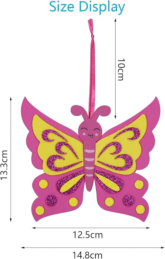 Fennoral 12 Pack Butterfly Craft Kit for Kids Creative Make Your Own Butterfly Foam Stickers DIY Arts and Crafts for Kids Boys Girls Party Favor Spring Summer Decoration Birthday Gifts