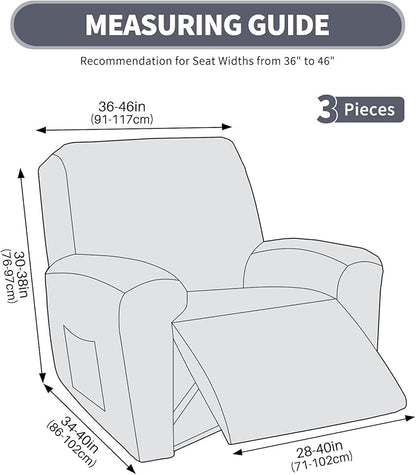 JIVINER Oversized Recliner Chair Covers, 3 Piece Slipcovers for Large Recliner Chair Soft Jacquard Reclining Chair Protector Slipcovers for Dogs,Cats (X-Large, Beige)