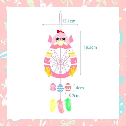 Fennoral 5 Pack Easter Chick Craft for Kids Paint You Own Chick Dream Catcher Craft Kit for Kids DIY Coloring Wooden Easter Arts and Crafts for Art Activity Project Project Easter Decoration