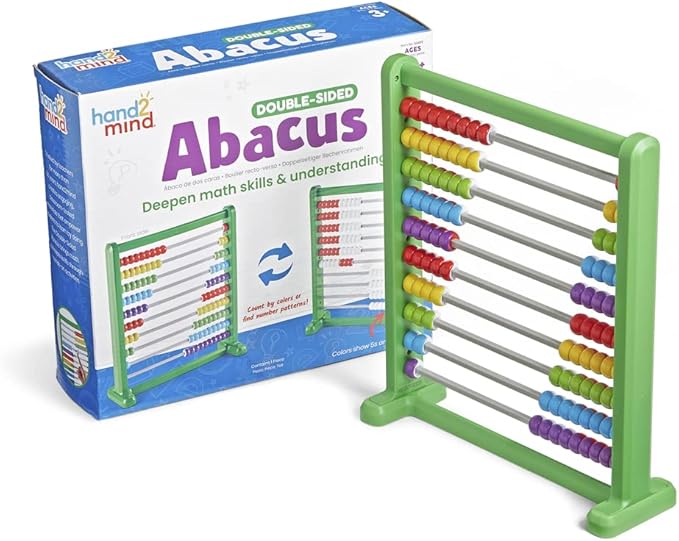 hand2mind Double Sided Plastic 100 Bead Abacus, Abacus for Kids Math, Math Manipulatives Kindergarten, Counting Rack for Kids, Counters for Kids Math, Educational Toys for Elementary Kids (Set of 1)