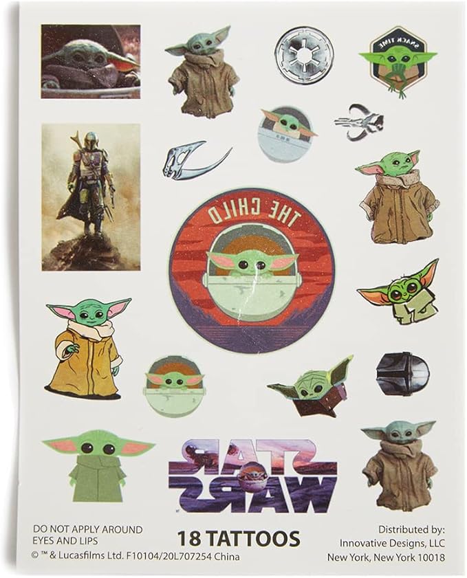 Innovative Designs Star Wars Mandalorian Baby Yoda Deluxe Activity Set for Kids with Carrying Tin, Coloring Sheets, Tattoos, Stickers, & Art Supplies, 500+ Pieces