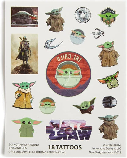 Innovative Designs Star Wars Mandalorian Baby Yoda Deluxe Activity Set for Kids with Carrying Tin, Coloring Sheets, Tattoos, Stickers, & Art Supplies, 500+ Pieces