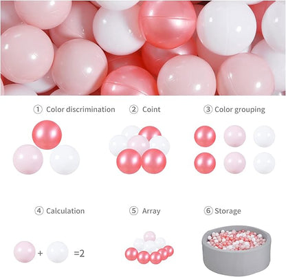 GOGOSO Ball Pit Balls 100 - Crushproof Plastic Balls for Babies Toddlers Kids Children for 1 2 3 4 5 Years Old,2.15inches Red Pink White