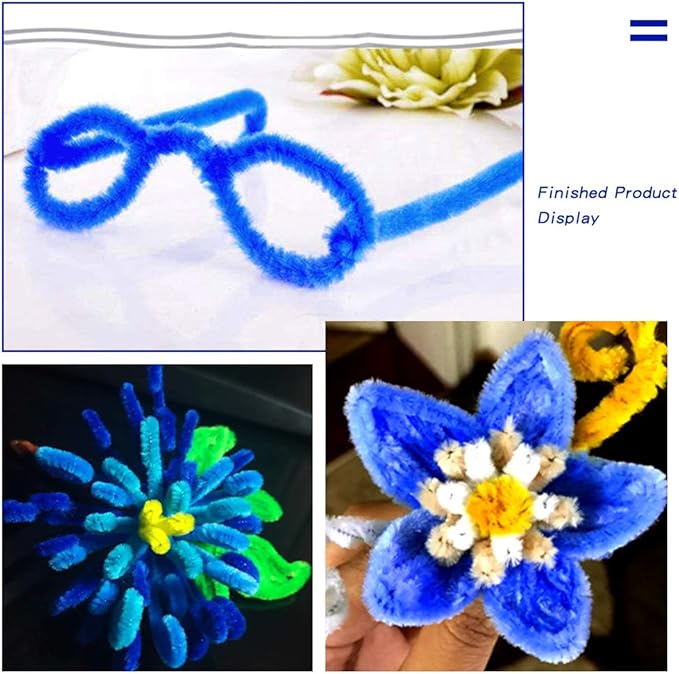 100 Pieces Pipe Cleaners Chenille Stem, Blue Pipe Cleaners Set for DIY Arts Crafts Decorations, Chenille Stems (Blue)