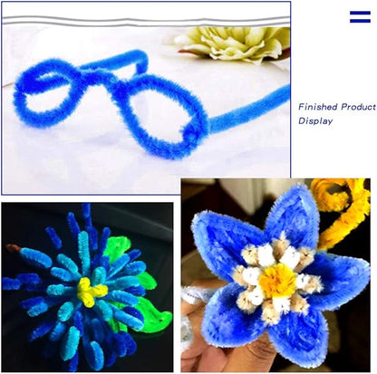 100 Pieces Pipe Cleaners Chenille Stem, Blue Pipe Cleaners Set for DIY Arts Crafts Decorations, Chenille Stems (Blue)