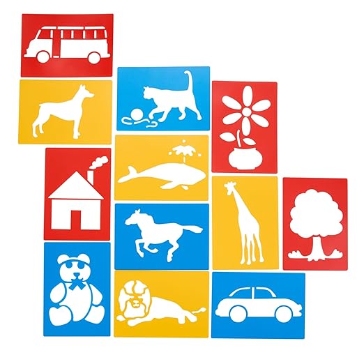 Colorations Large Washable Plastic Everyday Objects Stencils - Set of 12