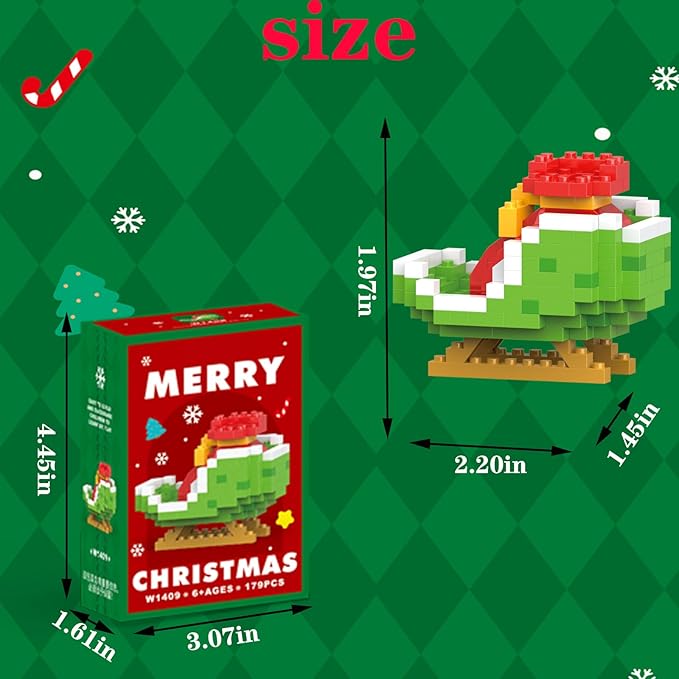 Christmas Sledges Building Blocks Set Compatible with Lego Advent Calendar 2024 Stacking New Toys Holiday Present Box New Year Xmas Gifts for Kids for Boys & Girls and Adults