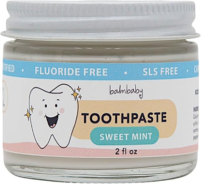 Kids All Natural Fluoride Free Toothpaste with Xylitol, SLS Free, Vegan, Gluten Free, BPA Free, Zero Waste, Mint, 2 fl oz