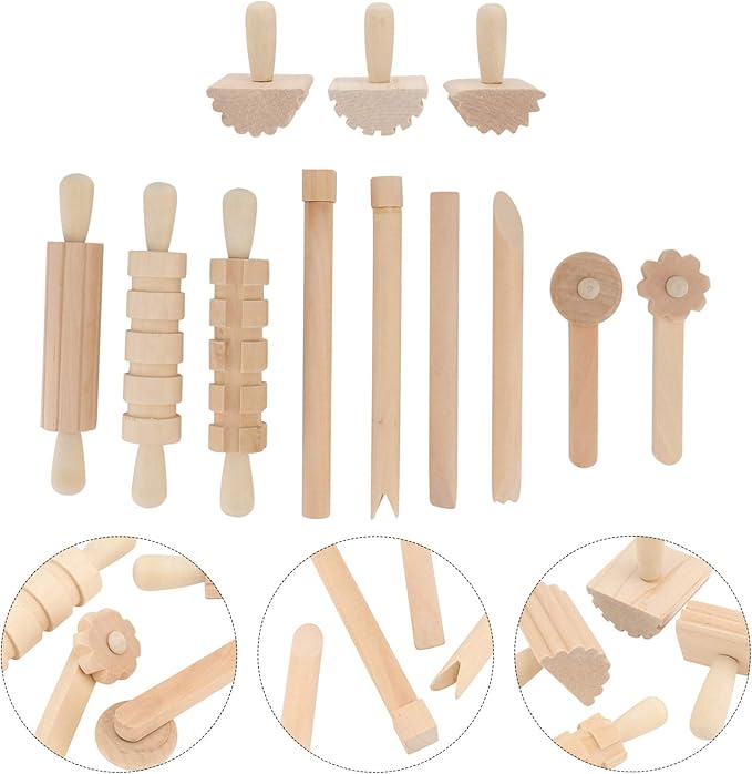 12Pcs Wooden Clay Tool Set Clay Molding Tools for and Art and Crafts Activities