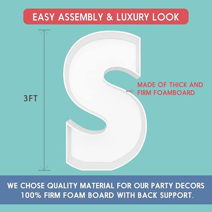 3FT Tall Mosaic Balloon Frame Letters Big Marquee Light Up LettersDIY Kit for Birthday Party Wedding Backdrop Decor Letter S Pre-Cut Foam Board