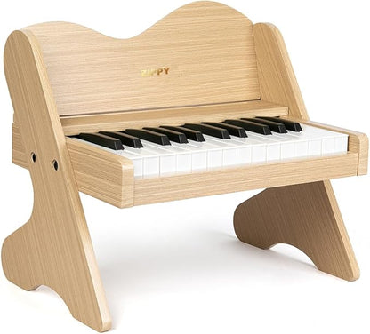 ZIPPY Kids Piano Keyboard, 25 Keys Digital Piano for Kids, Volume Adjustable, Mini Music Educational Instrument Toy, Wood Toy for Toddlers Girls Boys (Oak)