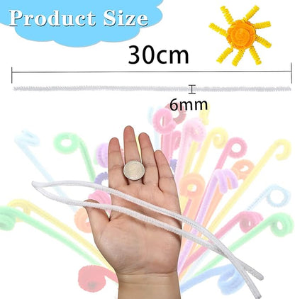 TOAOB 100pcs Pipe Cleaners White Pipe Cleaners Chenille Stems 6mm x 12 Inch Fuzzy Sticks Crafts Supplies for DIY Art Crafts Decorations