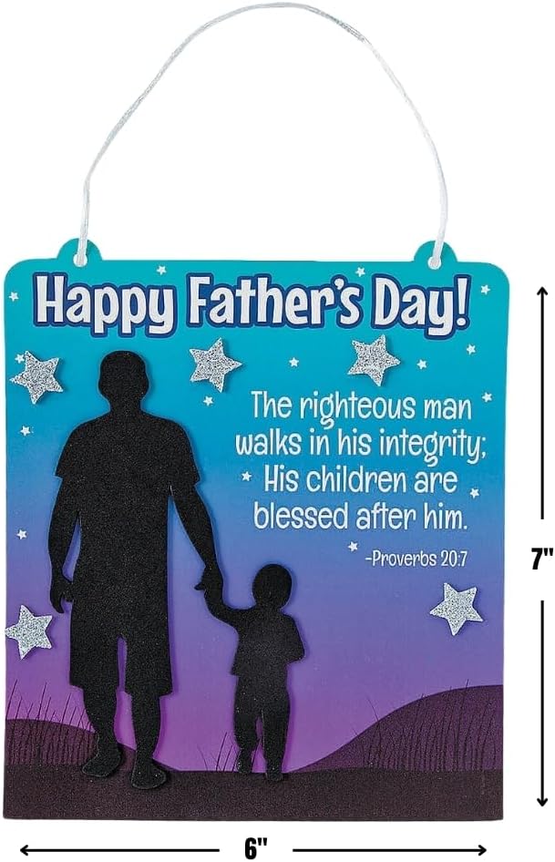 Fun Express Religious Father's Day Sign Craft Kit - Makes 12 - DIY Crafts for Kids and Sunday School Activities