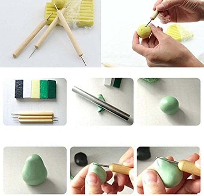 COMIART Ball Styluses Tool Set for Embossing Pattern Clay Sculpting